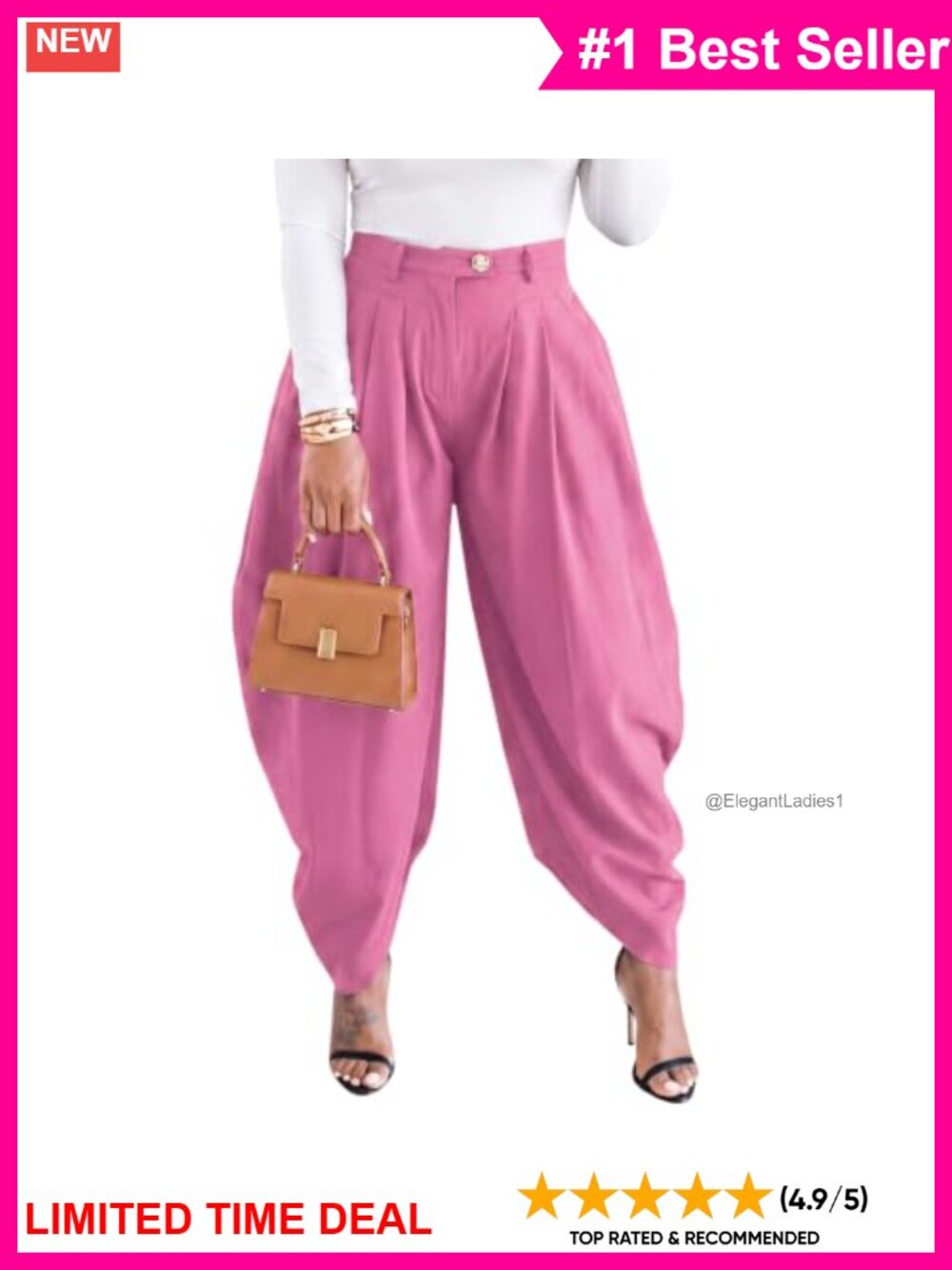 Wide Leg Palazzo Pants High Waist Pleated Trousers Pockets